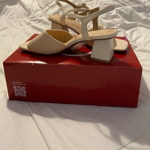 Elegant Cream Block Heel Sandals WW